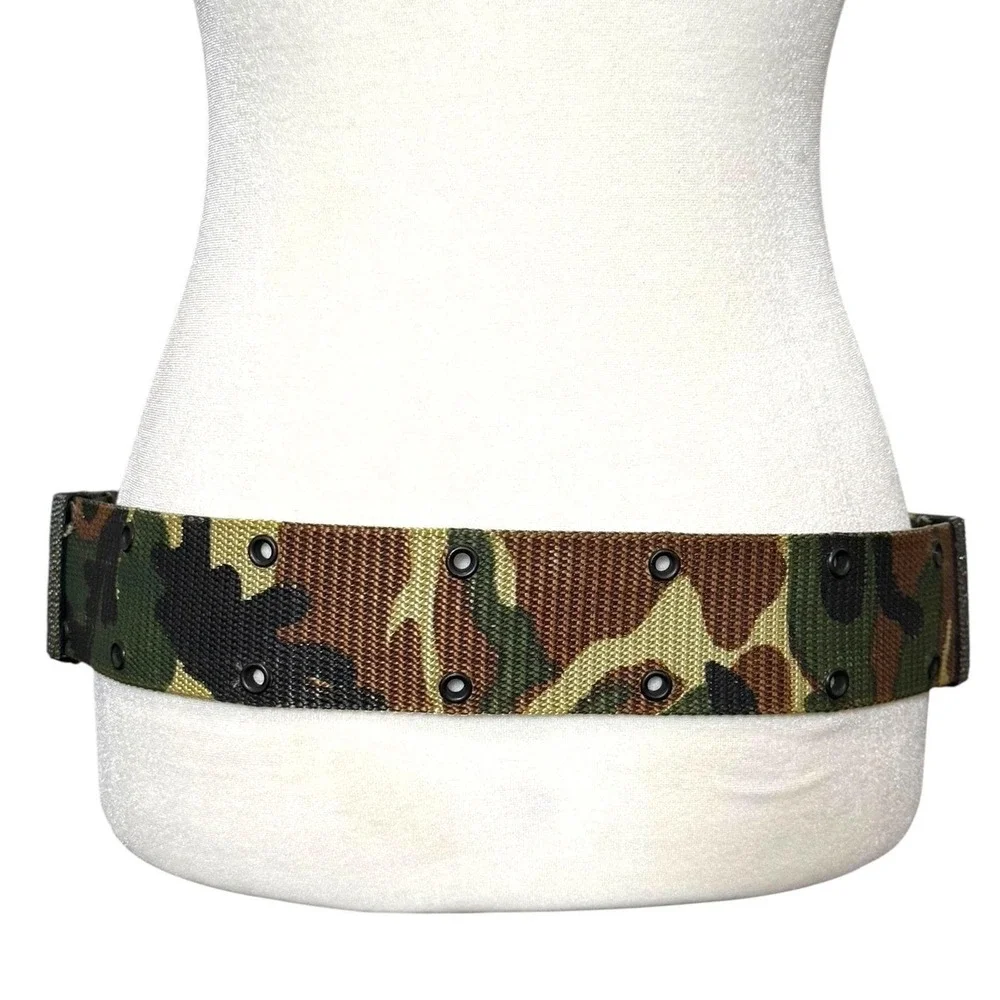 Y2K Camo Statement Belt‎ Wide Adjustable Grunge Streetwear Military Web